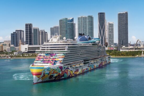 Norwegian Aqua in the turning basin at PortMiami