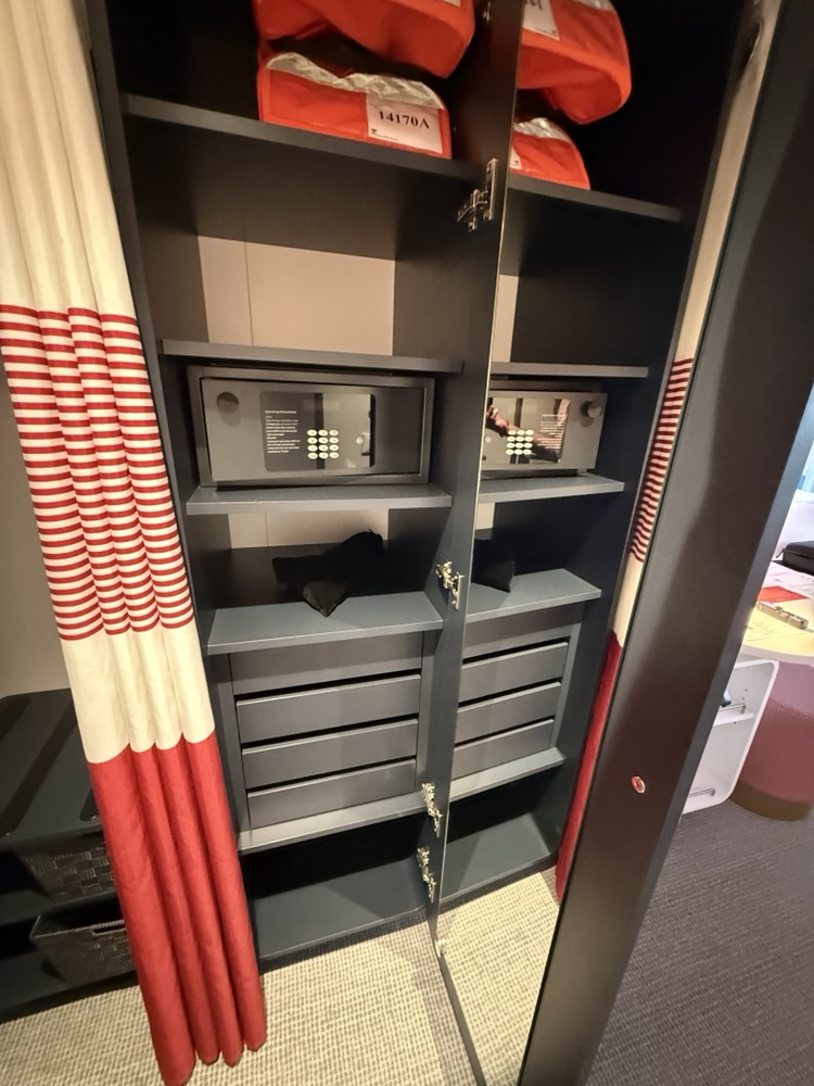 Closet Space in Stateroom 14170A on Virgin Voyages Brilliant Lady