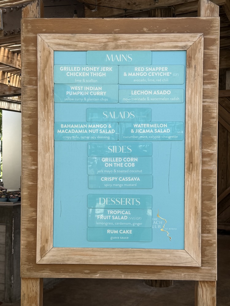 Here's what food is available at The Beach Club at Bimini