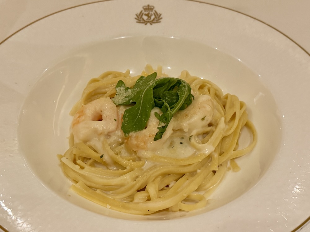 Linguine with Shrimp Alfredo from the Britannia Restaurant on Queen Elizabeth