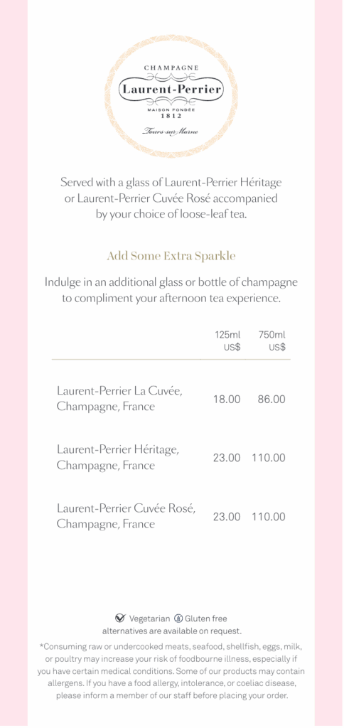 Queen Elizabeth Tea Time Menu