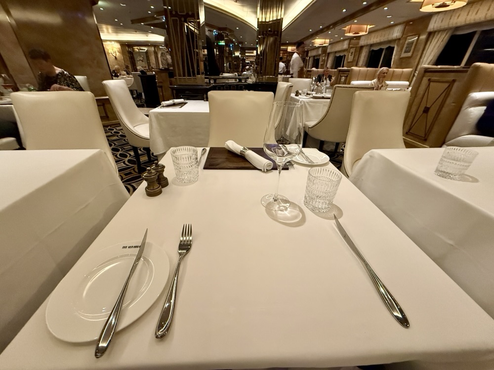 Place setting at The Steakhouse at the Verandah on Queen Elizabeth