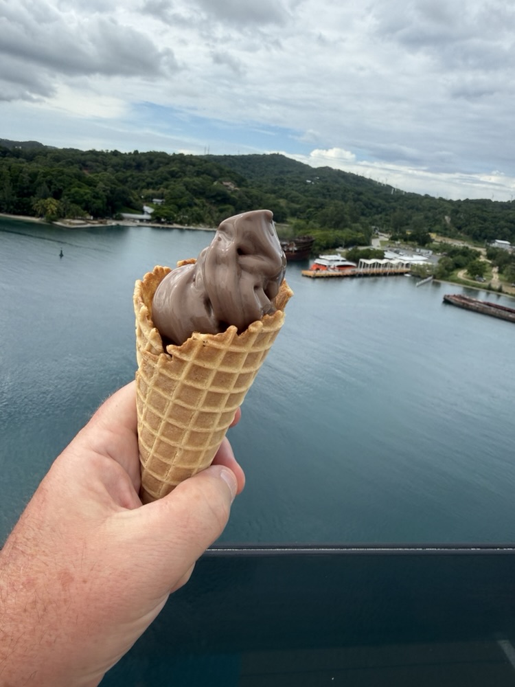 Ice cream in waffle cones on Queen Elizabeth... sooooo good!