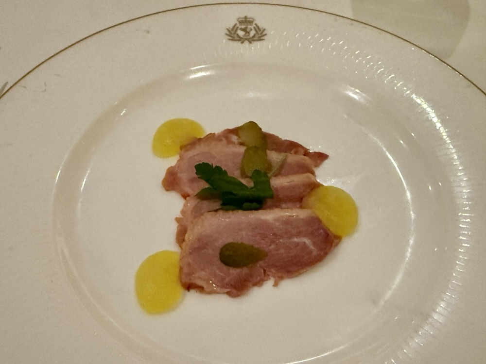 Smoked duck from the Britannia Restaurant on Queen Elizabeth