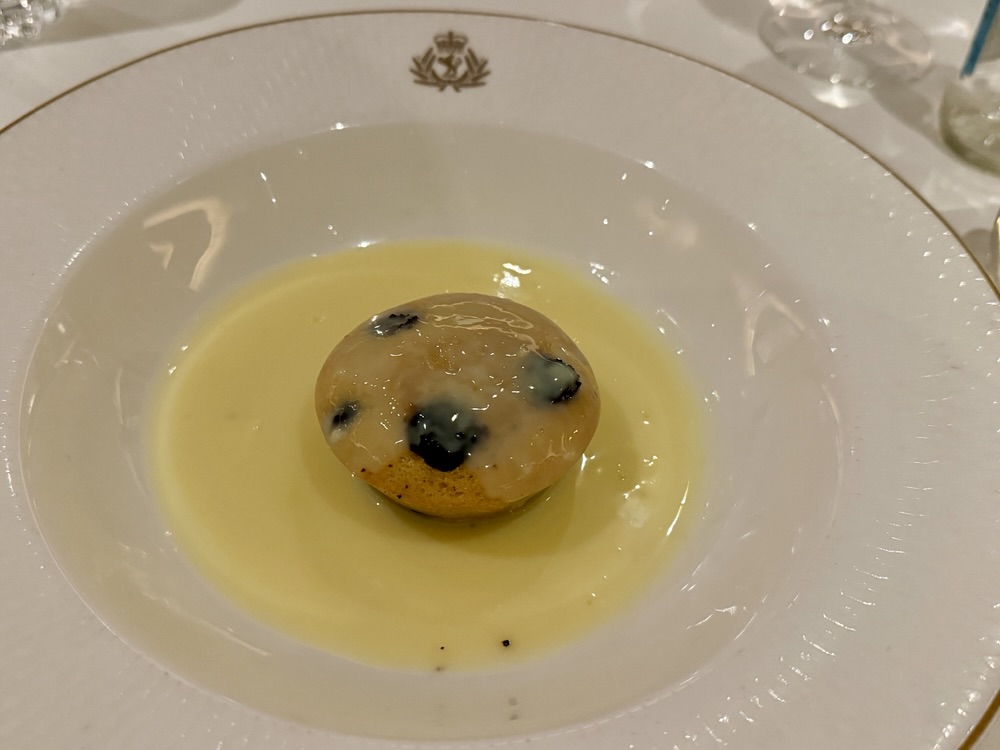 Vanilla and chocolate chip pudding from the Britannia Restaurant on Queen Elizabeth