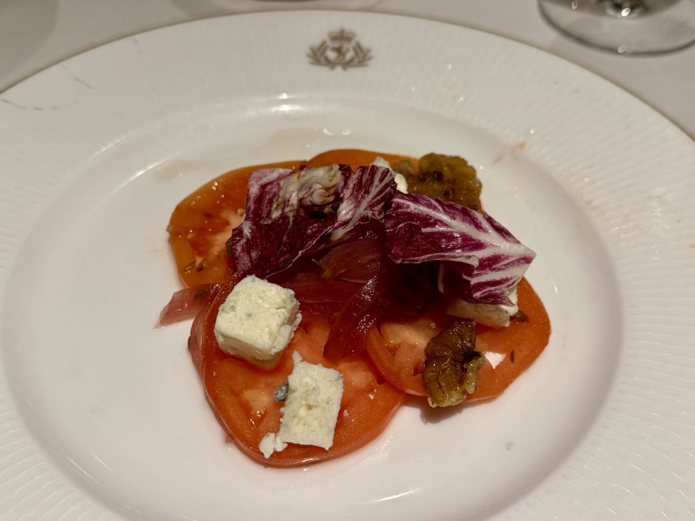 Tomato and Feta Salad from the Britannia Restaurant on Queen Elizabeth