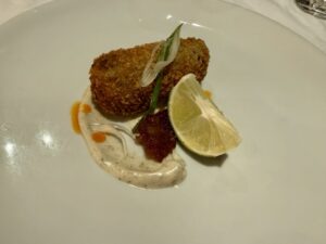 Jerked Oxtail Croquette from the MDR on Zuiderdam