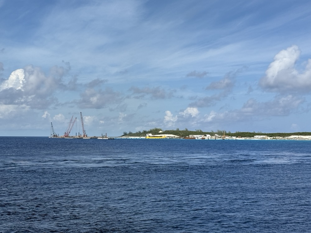 Work progressing on a new pier at Half Moon Cay