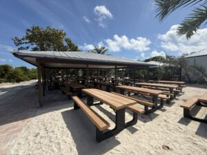 BBQ seating on Half Moon Cay