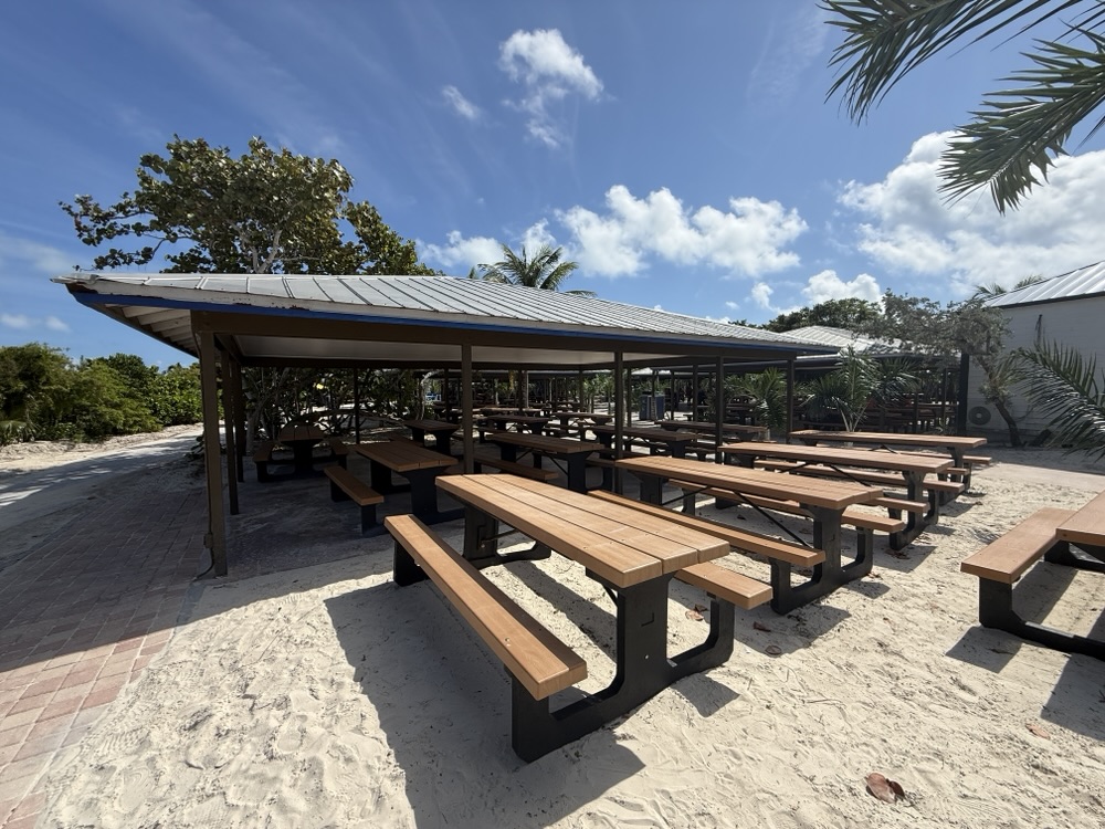 BBQ seating on Half Moon Cay