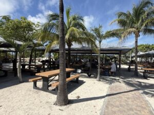 BBQ seating on Half Moon Cay