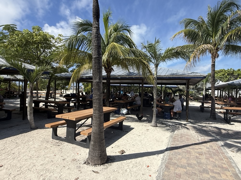 BBQ seating on Half Moon Cay