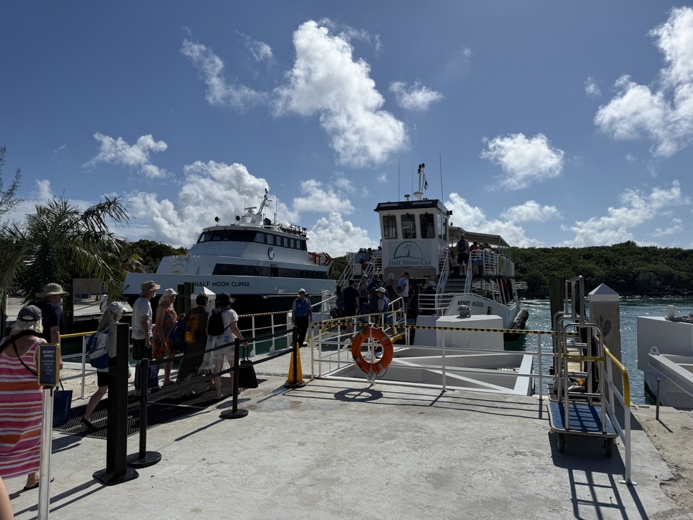 The tender boat dock at Half Moon Cay