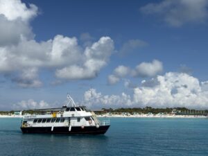 Tender boat heading to Half Moon Cay