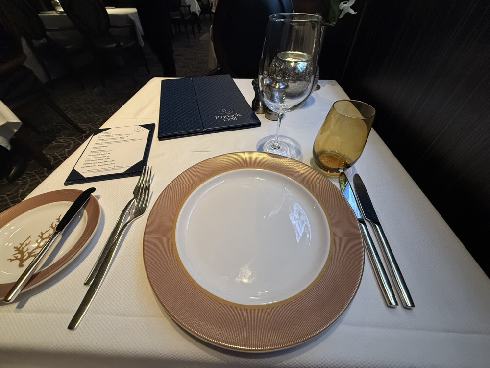 Placesetting at Pinnacle Grill on Zuiderdam