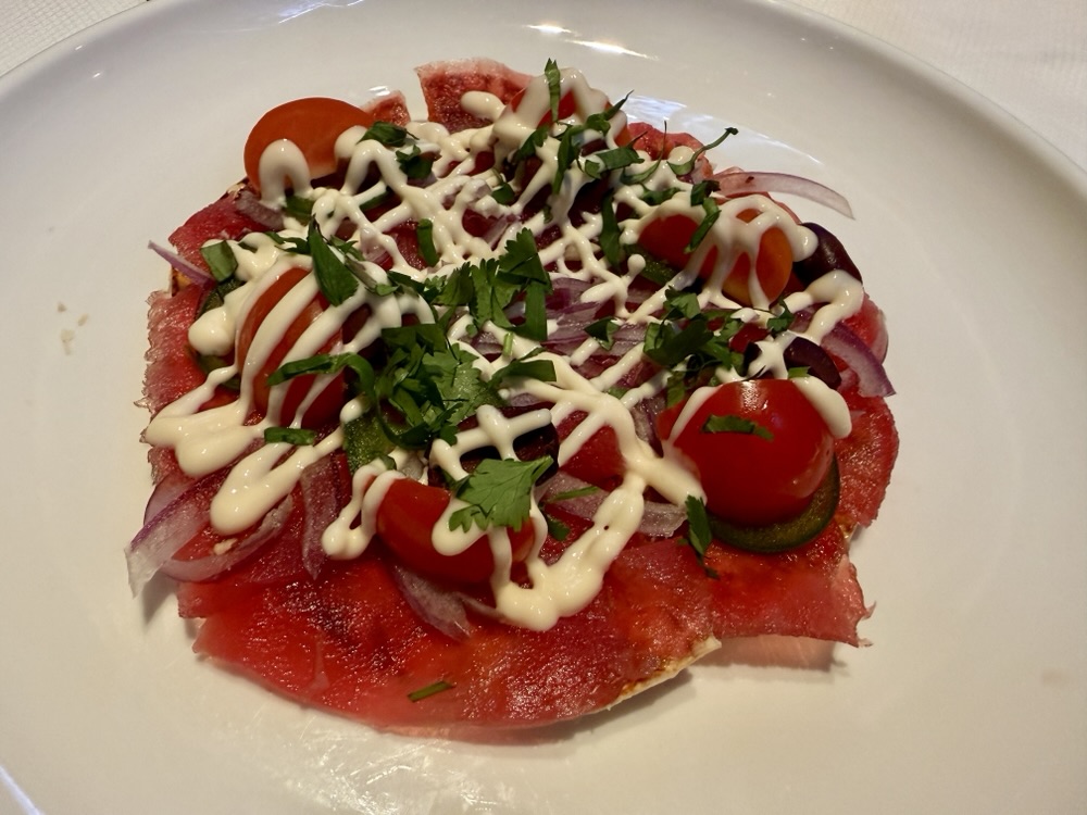 Morimoto Fresh Tuna Pizza from Morimoto at Sea on Zuiderdam