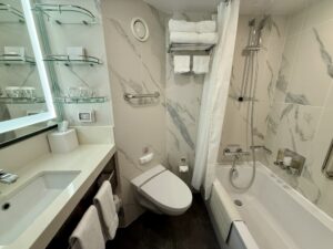 Bathroom in Family Oceanview Stateroom 1028 on Rotterdam