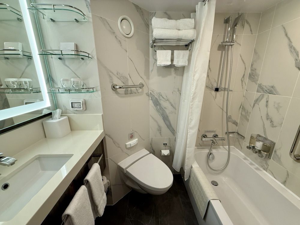 Bathroom in Family Oceanview Stateroom 1028 on Rotterdam