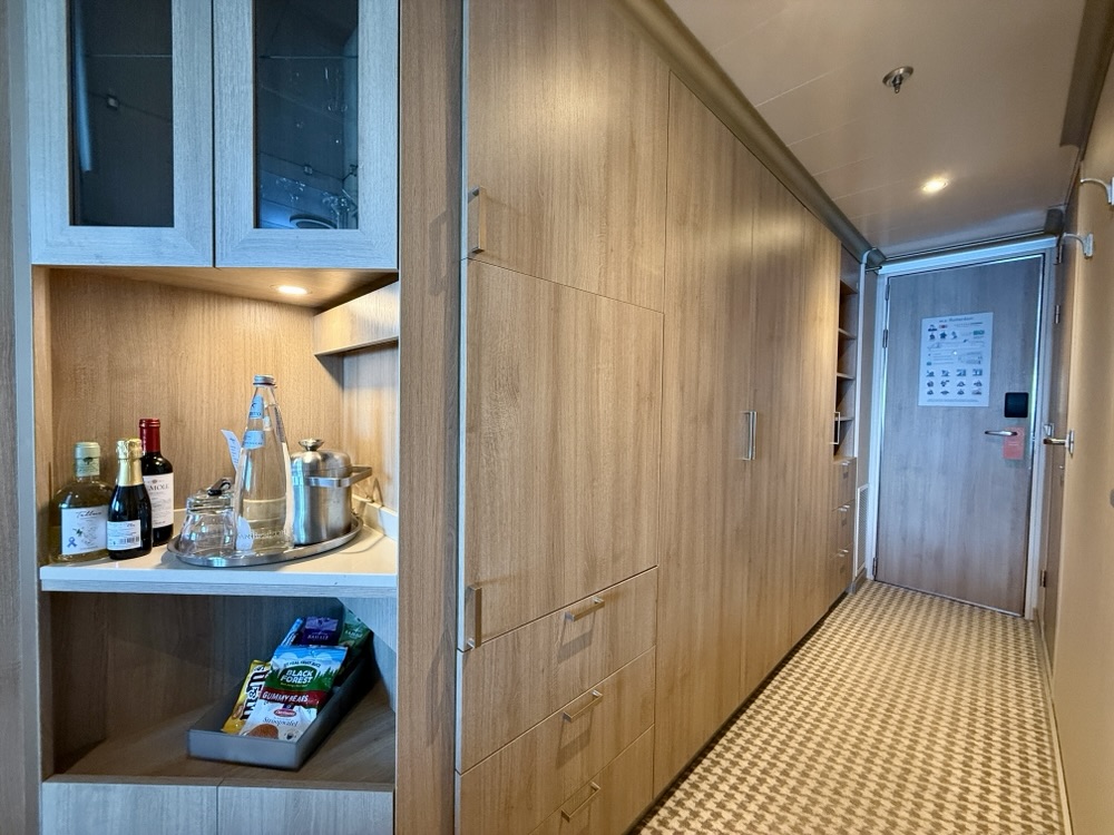 A wall of closets in Family Oceanview Stateroom 1028 on Rotterdam