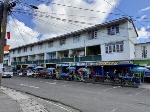 Restaurants and bars across from the marketplace in Castries