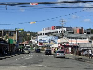 Shops near the Port of Scarborough in St. Lucia
