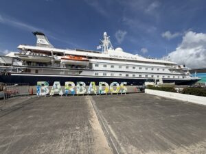 SeaDream II docked in Bridgetown, Barbados on November 23, 2025