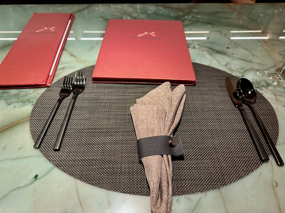 Place setting at the bar at Marmalade in Old San Juan