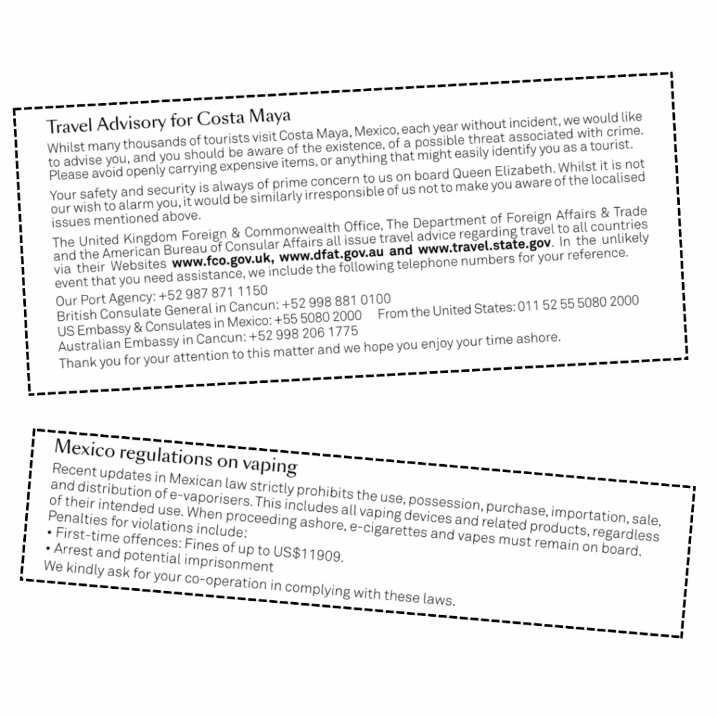 Warnings about Mexico in today's daily planner