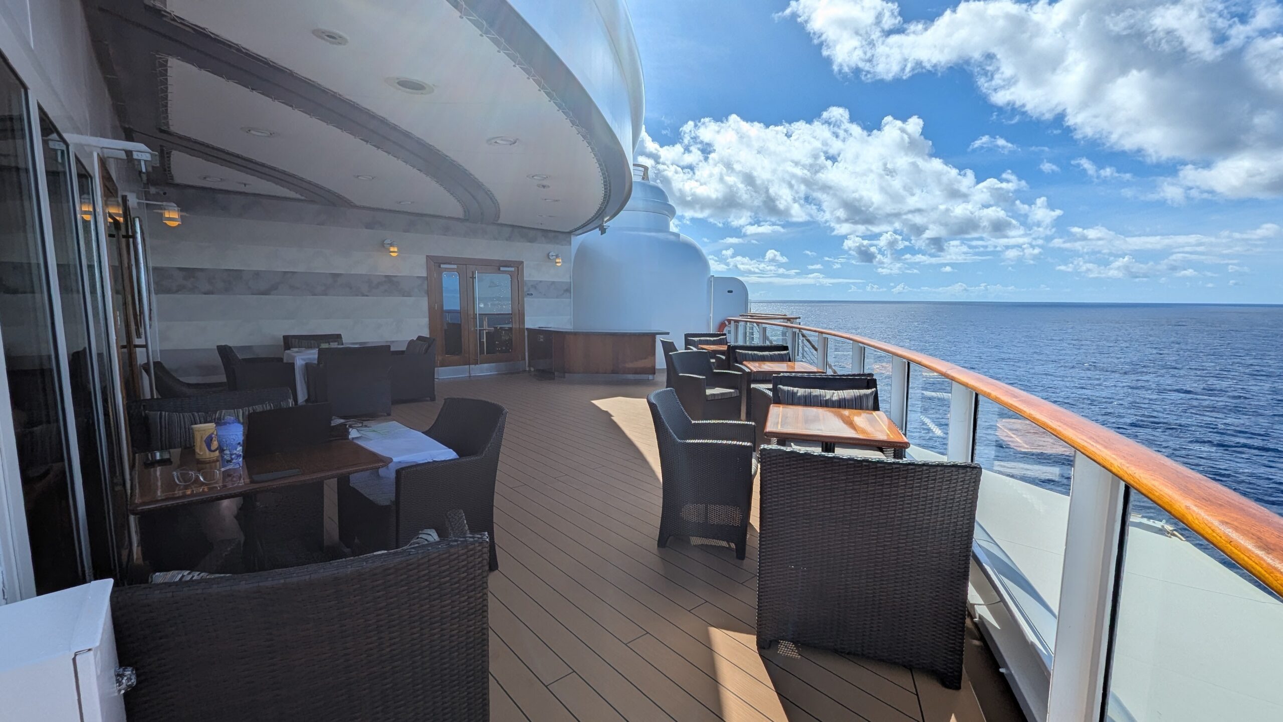 Outdoor seating for Palo & Remy on the Disney Fantasy