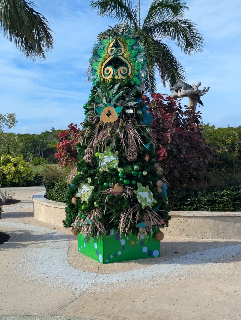 Holiday decorations in Disney's Lookout Cay at Lighthouse Pointe