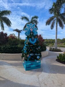 Holiday decorations in Disney's Lookout Cay at Lighthouse Pointe