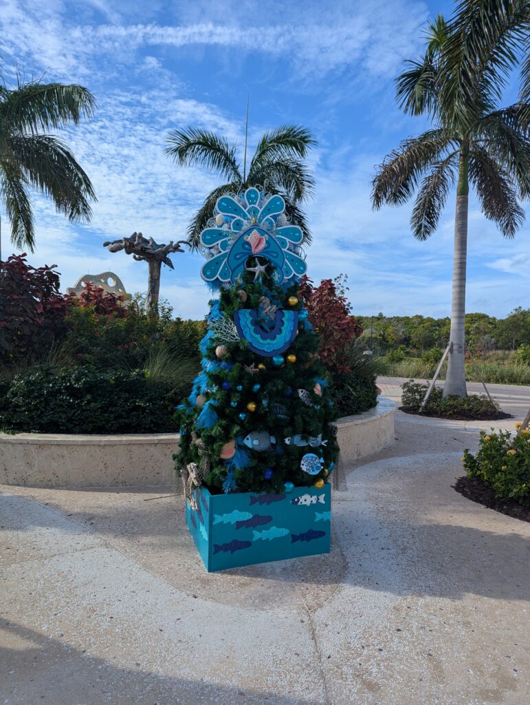Holiday decorations in Disney's Lookout Cay at Lighthouse Pointe