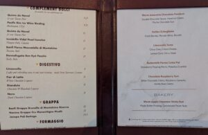 Palo Desert Menu on the Disney Fantasy