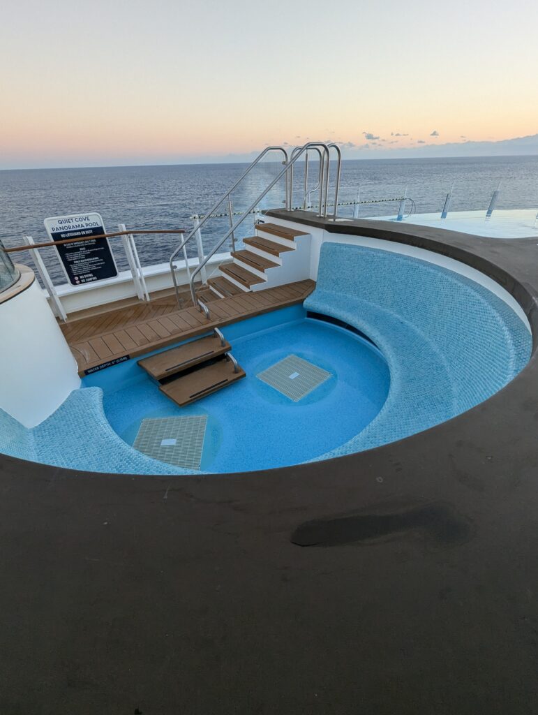 Quite Cove pool deck on the Disney Treasure