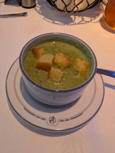 White Cheddar and Broccolini soup from the World of Marvel on the Disney Treasure
