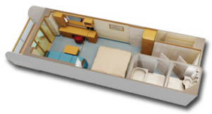 Deluxe Oceanview with Verandah stateroom layout on the Disney Fantasy