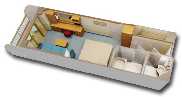 Deluxe Oceanview with Verandah stateroom layout on the Disney Fantasy