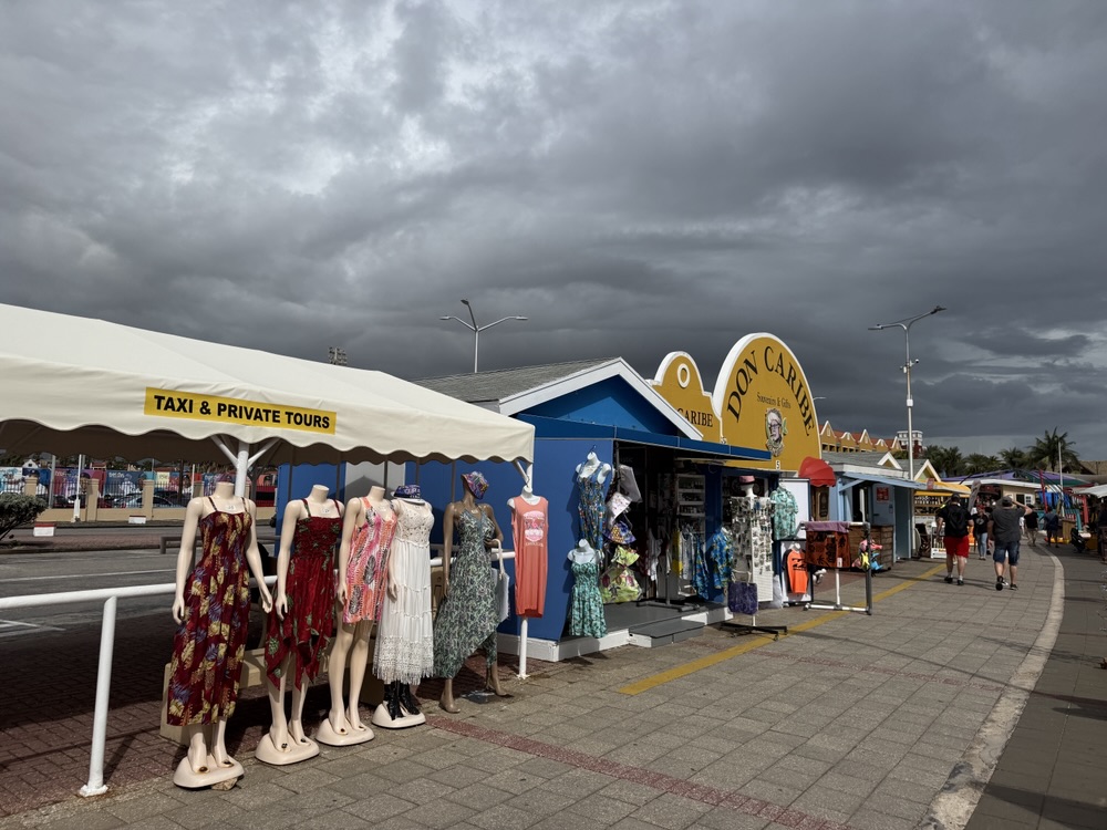 Shops outside the cruise port in Curacao