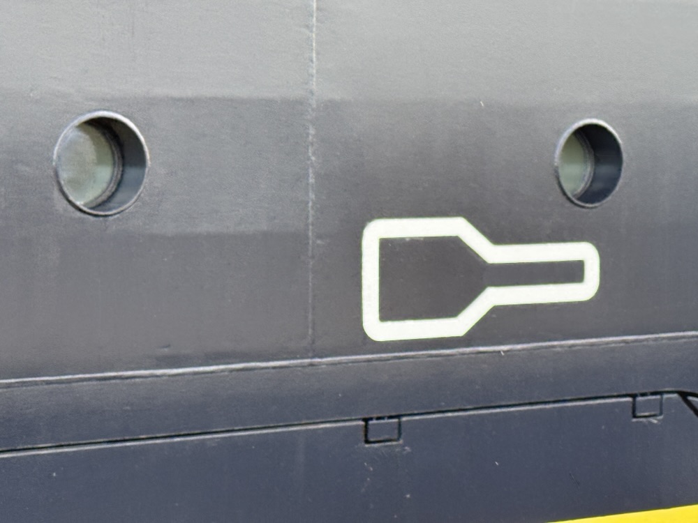 This symbol indicates the location of one of the ship's stabilizers under the waterline