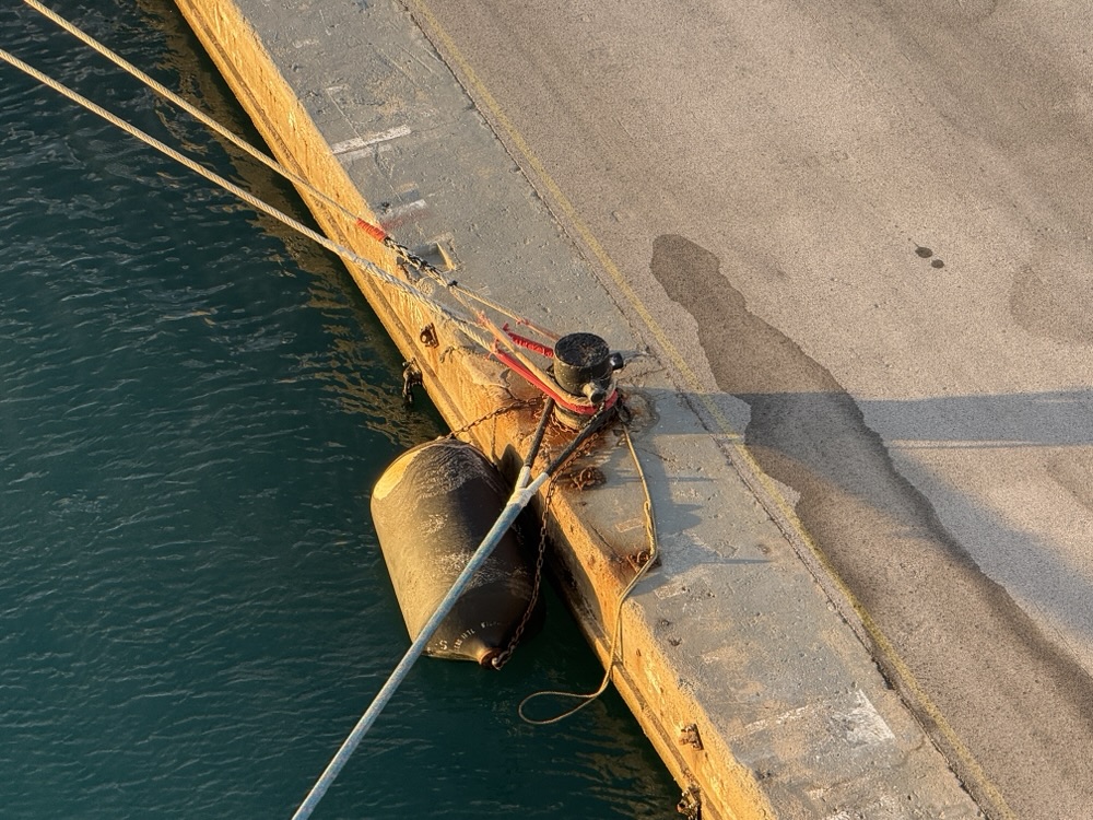 Mooring lines attached to a bollard