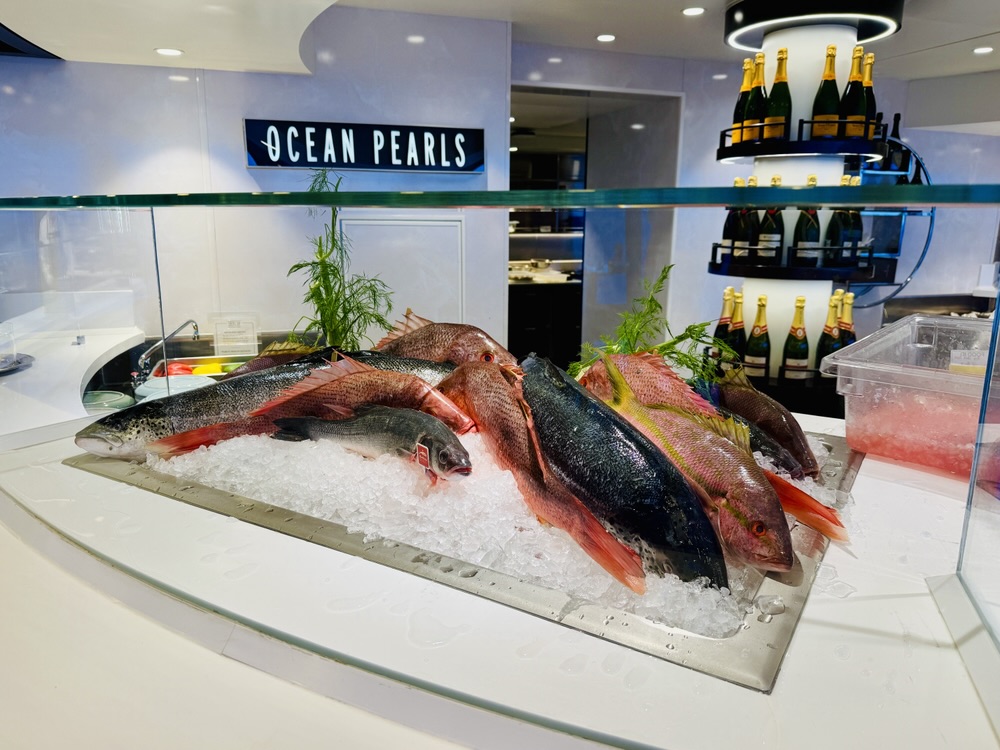 Fresh fish on display at the Emporium Marketplace on Explora I