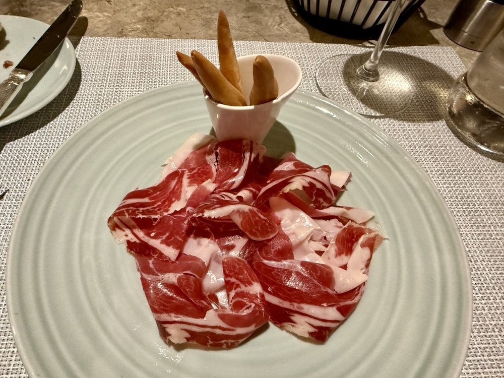 Acorn-fed Ibérico de Bellota ham “Cinco Jotas” D.O.P. Jabugo from Med Yacht Club on Explora Journeys