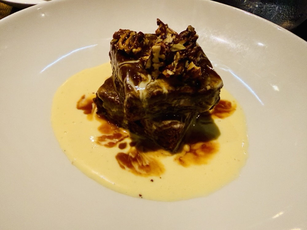 Explora Journeys signature chocolate brownie from Marble & Company Grill on Explora Journeys