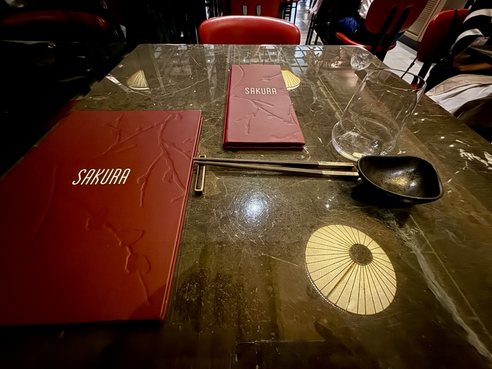 Place setting at Sakura on Explora Journeys