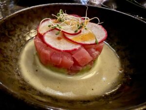 Bluefin tuna tartare from Sakura on Explora Journeys