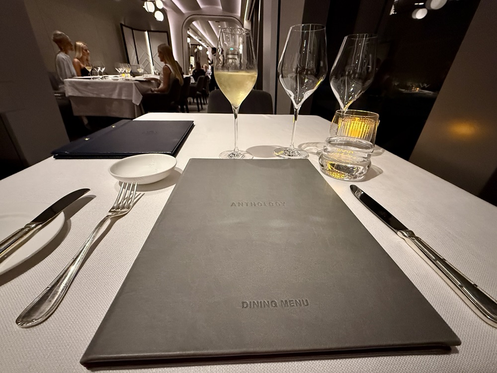 Place setting at Anthology on Explora Journeys