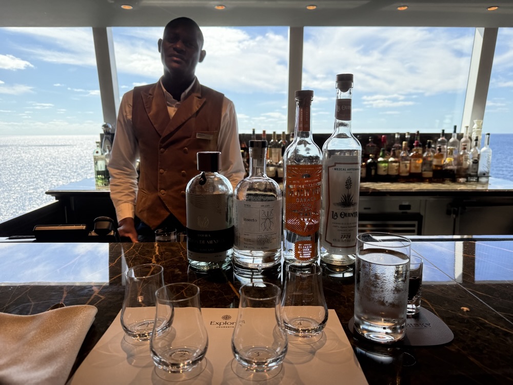 Emmanual setting up for the Tequila and Mezcal Tasting