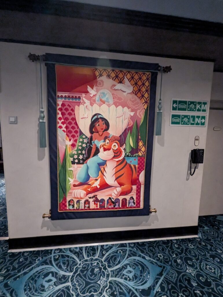 Tapestries in the Grand Hall on the Disney Treasure