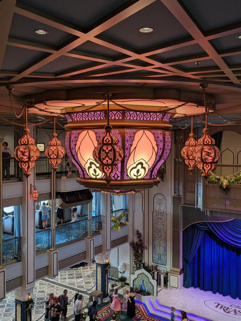 Chandelier in the Grand Hall on the Disney Treasure