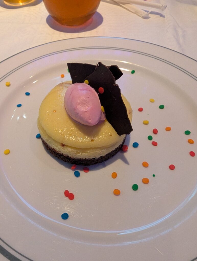 Brownie Cheesecake on NYE on the Disney Treasure